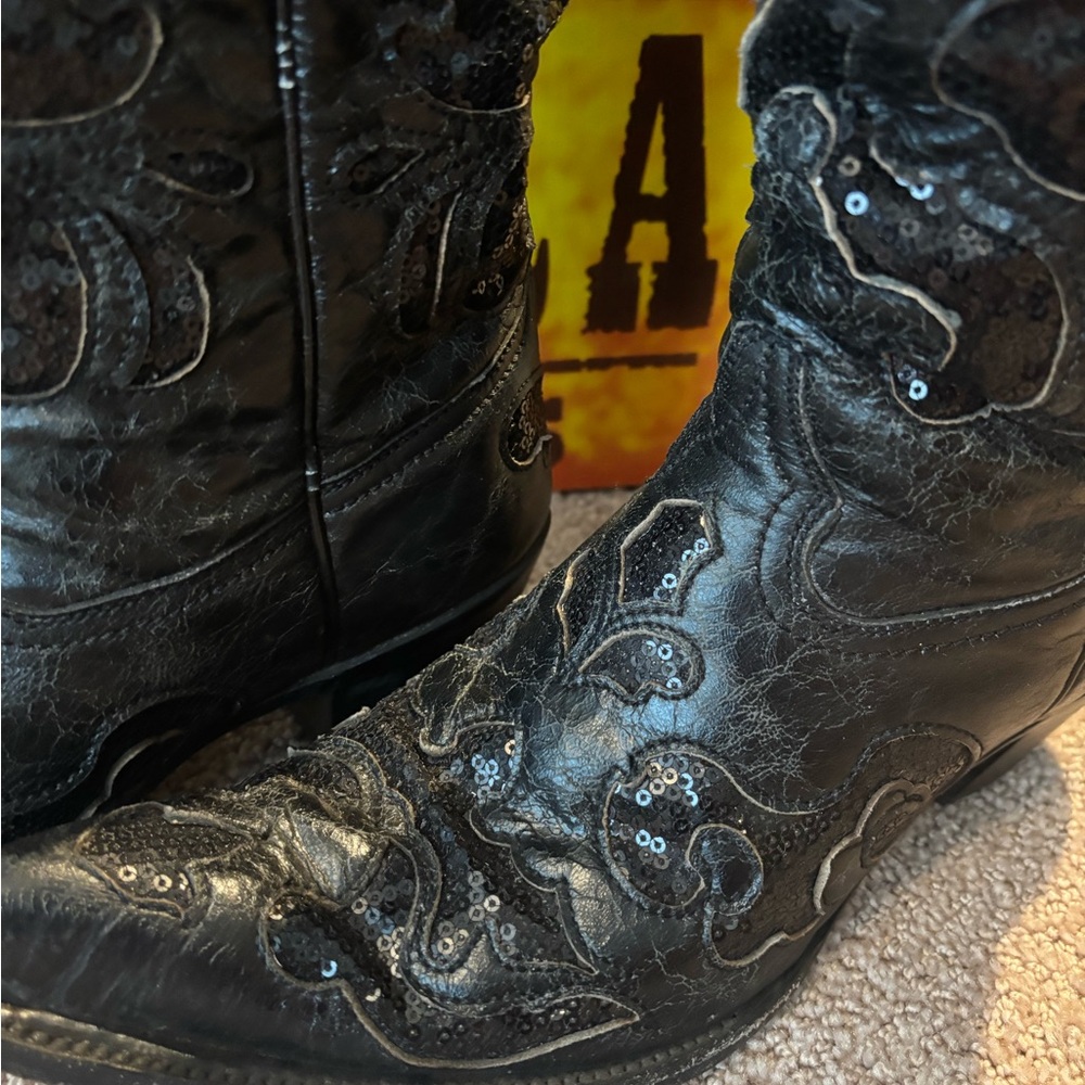 Corral Black Goat Sequence Inlay Western Cowboy Boots - Picture 5 of 6
